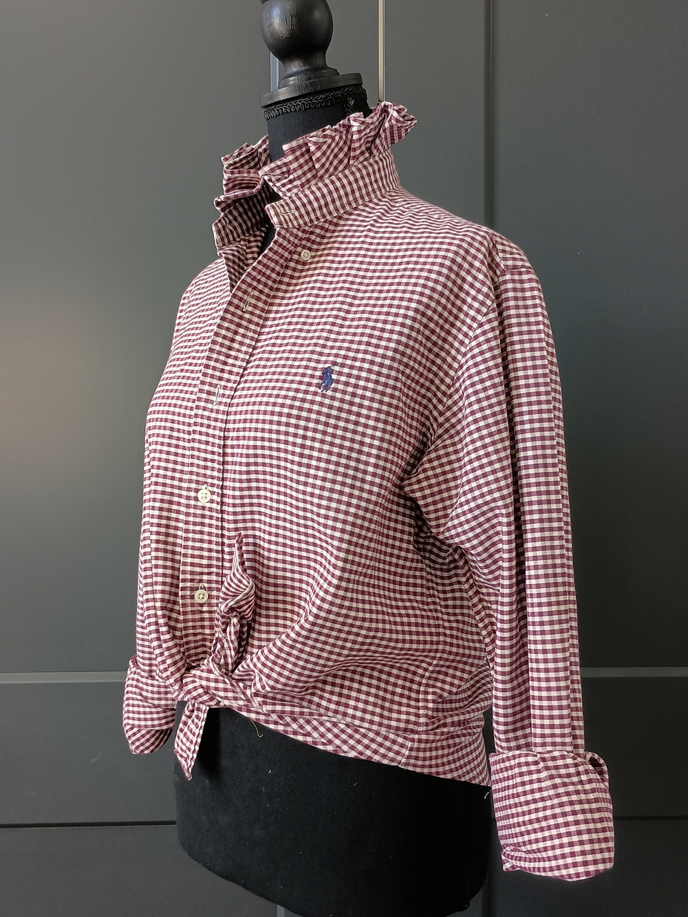 Upcycled Women's Ralph Lauren Ruffled Collar Shirt #143